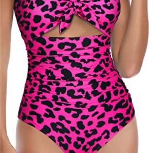 Tempt Me Vintage Tie Knot Pattern Sexy Cutout One Piece Swimsuit Large New